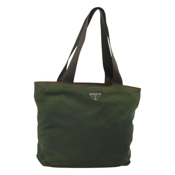 PRADA Shoulder Bag Nylon Khaki Silver - Picture 1 of 12